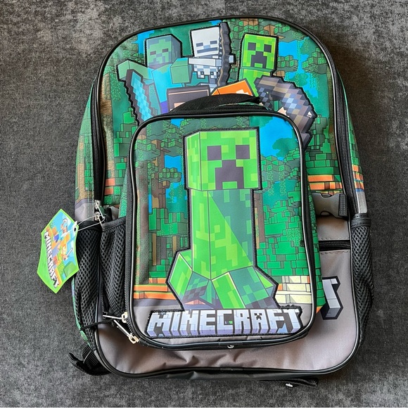 NWT Licensed Children's Backpack with Lunch Pack- Minecraft - Picture 1 of 12